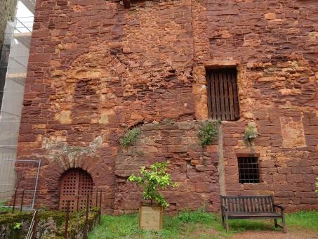 Free Stock Photo of Huge castle's red sandstone wall
