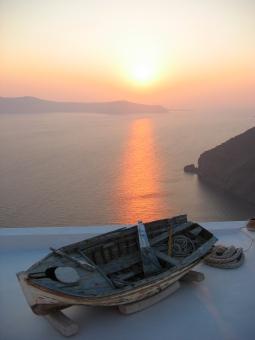 Free Stock Photo of Sunset Santorini Greece