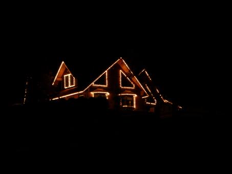 Free Stock Photo of Christmas Lights in Dead of Night in the