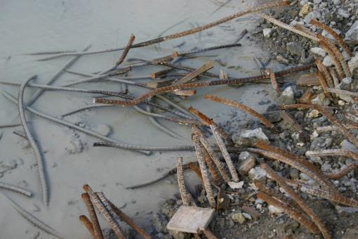 Free Stock Photo of Industrial metal bars in water
