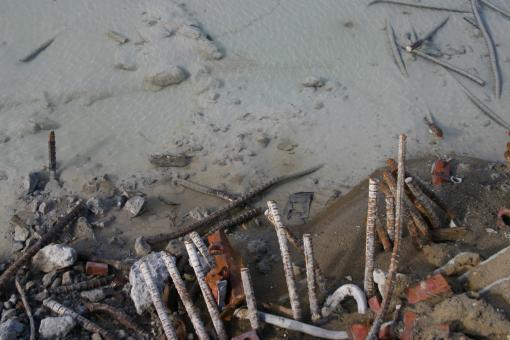 Free Stock Photo of Construction Site - Metal Bars in Water