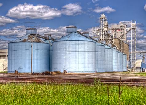 Free Stock Photo of Blue Silos