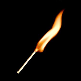 Free Stock Photo of Long Flame on Match