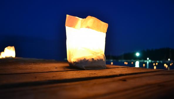 Free Stock Photo of Candle on a bridge