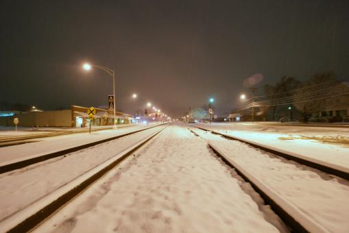 Free Stock Photo of Snow on tracks