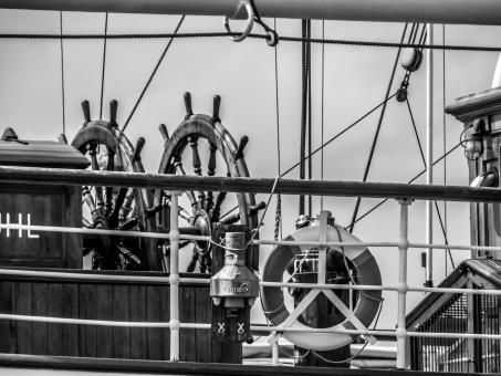 Free Stock Photo of Sailing ship two steering wheels