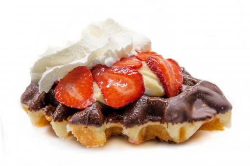 Free Stock Photo of Waffle with strawberries