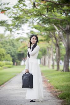 Free Stock Photo of Beautiful girl in white dress