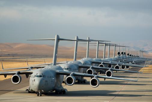 Free Stock Photo of Airplanes in Line