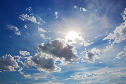Free Stock Photo of Sun Hiding Behind Clouds