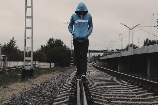 Free Stock Photo of Walking in Railway