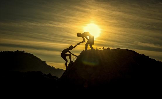 Free Stock Photo of Climbing with Friend