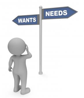 Free Stock Photo of Wants Needs Sign Shows Cravings And Desires 3d Rendering