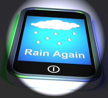 Free Stock Photo of Rain Again On Phone Displays Wet Miserable Weather