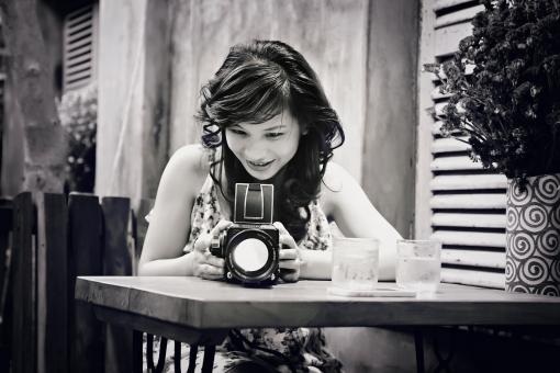 Free Stock Photo of Girl with a Camera