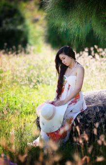 Free Stock Photo of Lady in White