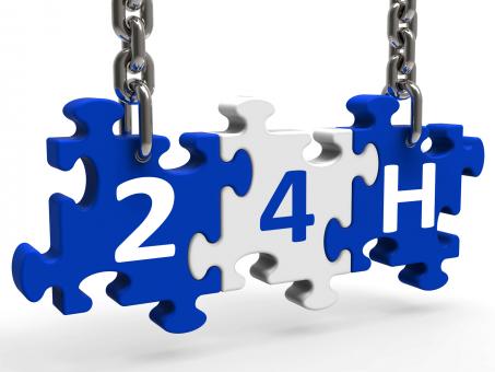Free Stock Photo of 24h On Puzzle Shows All Day 24hr Service