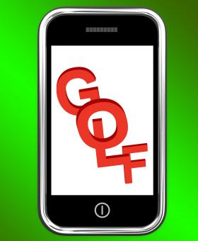 Free Stock Photo of Golf On Phone Means Golfer Club Or Golfing
