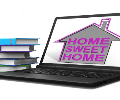 Free Stock Photo of Home Sweet Home Laptop House Means Homely And Comfortable