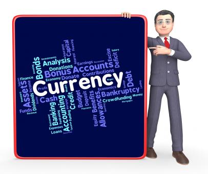 Free Stock Photo of Currency Word Represents Worldwide Trading And Coin