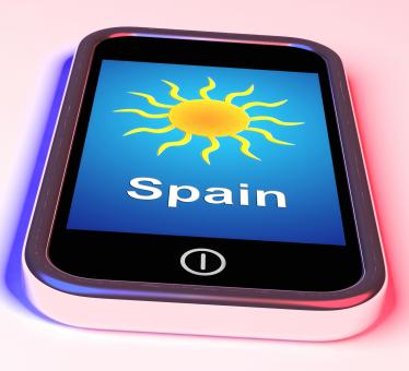 Free Stock Photo of Spain On Phone Means Holidays And Sunny Weather