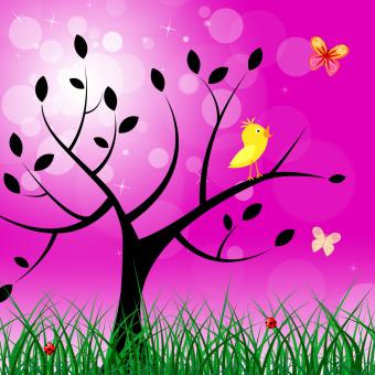 Free Stock Photo of Butterflies Tree Shows Flock Of Birds And Animal