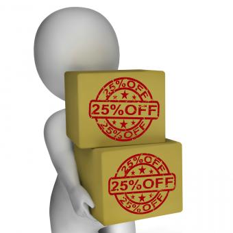Free Stock Photo of Twenty Five Percent Off Boxes Show 25 Price Markdown