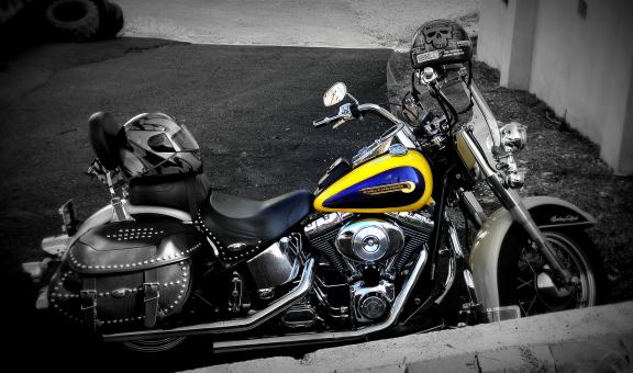 Free Stock Photo of Black and White Motorcycle