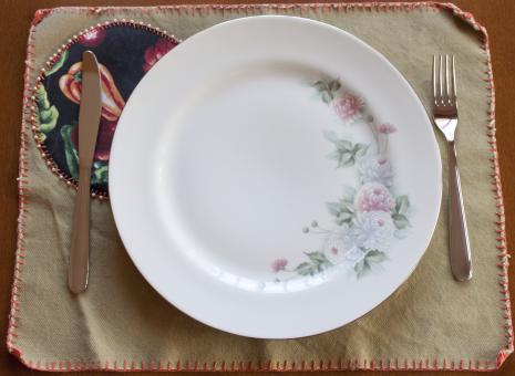 Free Stock Photo of Dinner Plate with Knife and Fork