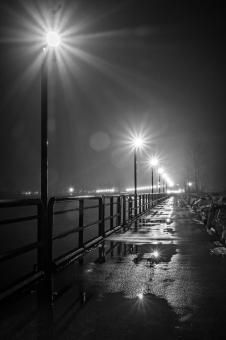 Free Stock Photo of The Pier in the Rain - Black and White