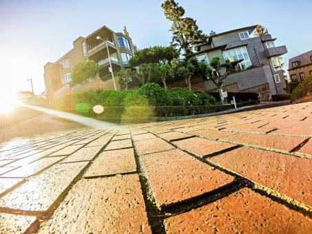 Free Stock Photo of Pavement View - Homes in the Distance