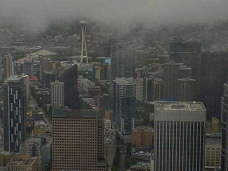 Free Stock Photo of Cloudy View of Skyscrapers and City