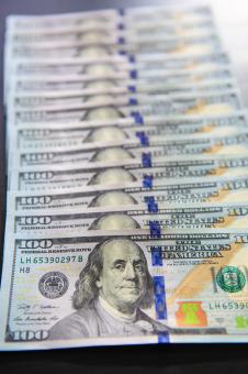 Free Stock Photo of Row of 100 Dollars - US Money 