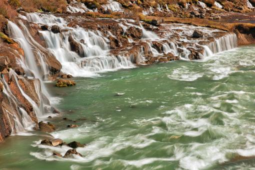 Free Stock Photo of Hraunfossar River Cascades