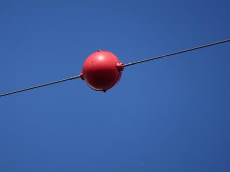 Free Stock Photo of Airplanes warning signal on high voltage line