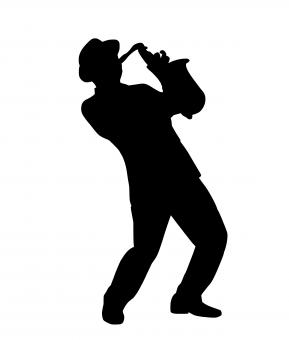 Free Stock Photo of Saxophone Jazz Musician Silhouette