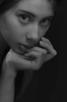 Free Stock Photo of B&W Girl Portrait
