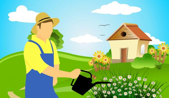 Free Stock Photo of Farmer Gardening Illustration