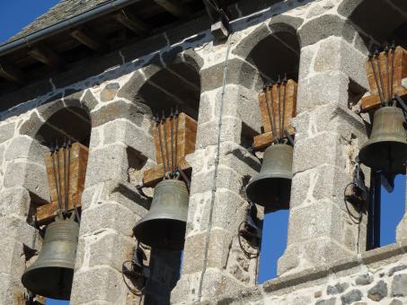 Free Stock Photo of Set of powerful bells on a granite church