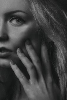 Free Stock Photo of Blond Woman Black and White Portrait