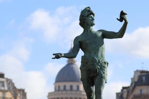 Free Stock Photo of Roman bronze statue in a public garden