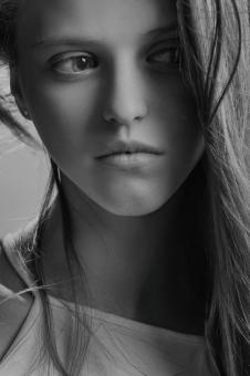 Free Stock Photo of Black and White Studio Portrait of a Girl
