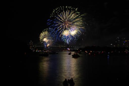 Free Stock Photo of Fireworks Over the Sydney Harbour Bridge