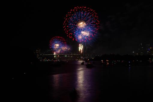 Free Stock Photo of Fireworks Over the Sydney Harbour Bridge
