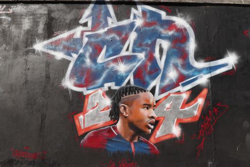 Free Stock Photo of Mural of famous football player