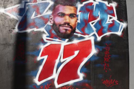 Free Stock Photo of Famous football player graffiti mural
