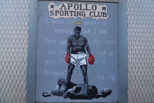 Free Stock Photo of Wall painting in a sport club