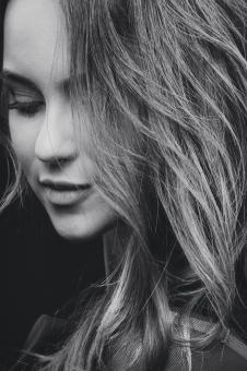 Free Stock Photo of B&W Portrait of a Girl