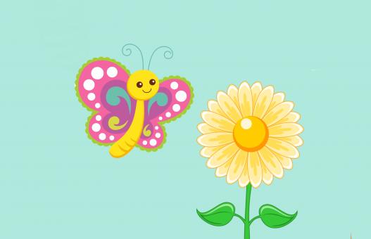 Free Stock Photo of Flower and Butterfly Illustration