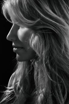 Free Stock Photo of Blond Woman Profile - Black and White